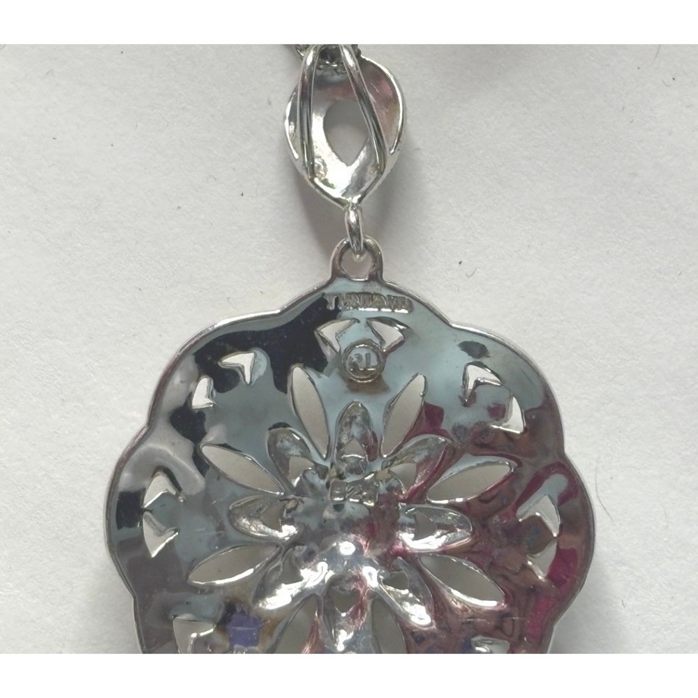 Crystaluxe Sterling Silver Marcasite Crystal Filigree Pendant‎ 18" Necklace NWT - Picture 8 of 11